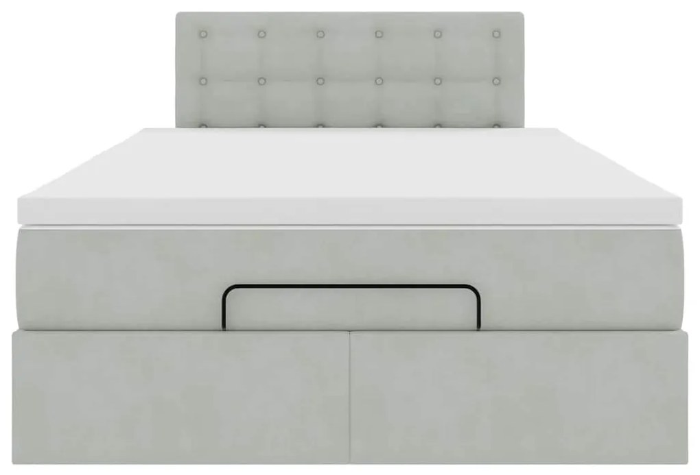 Cama otomana com colchão cinza claro 120x190 cm Veludo