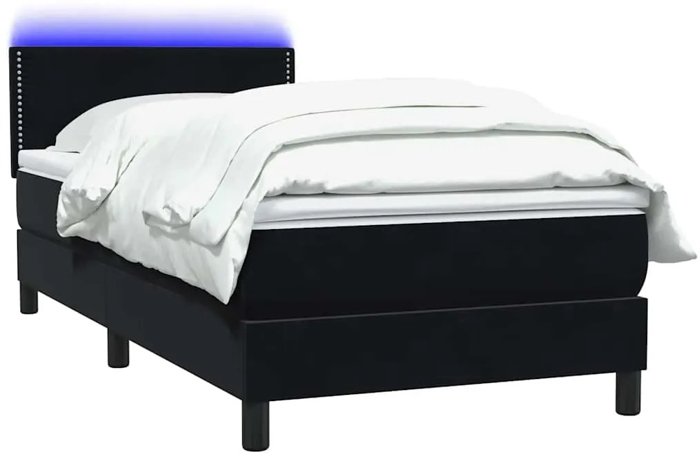 Cama box spring com colchão 90x210 cm veludo preto