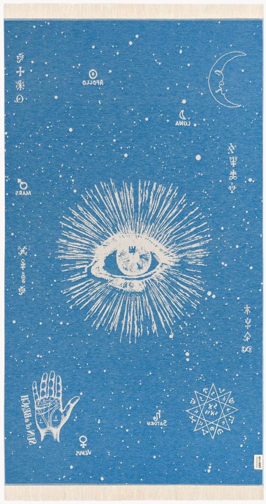 Toalha de praia The Cosmos Eye Bright Blue Feather