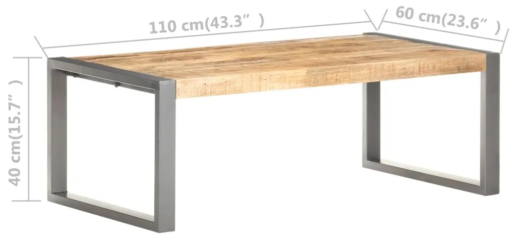 Mesa de centro 110x60x40 cm madeira de mangueira áspera