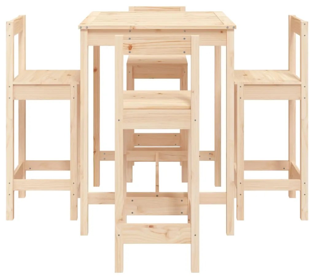 5 pcs conjunto de bar para jardim pinho maciço
