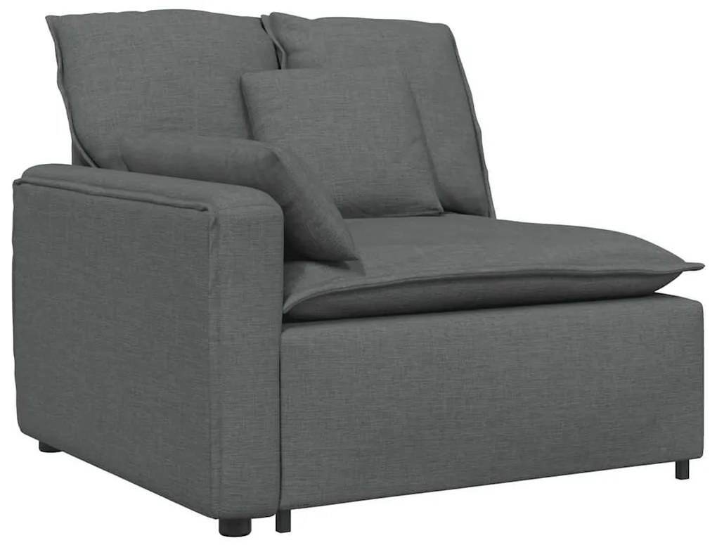 Sofá modular com almofadas cinzento-escuro