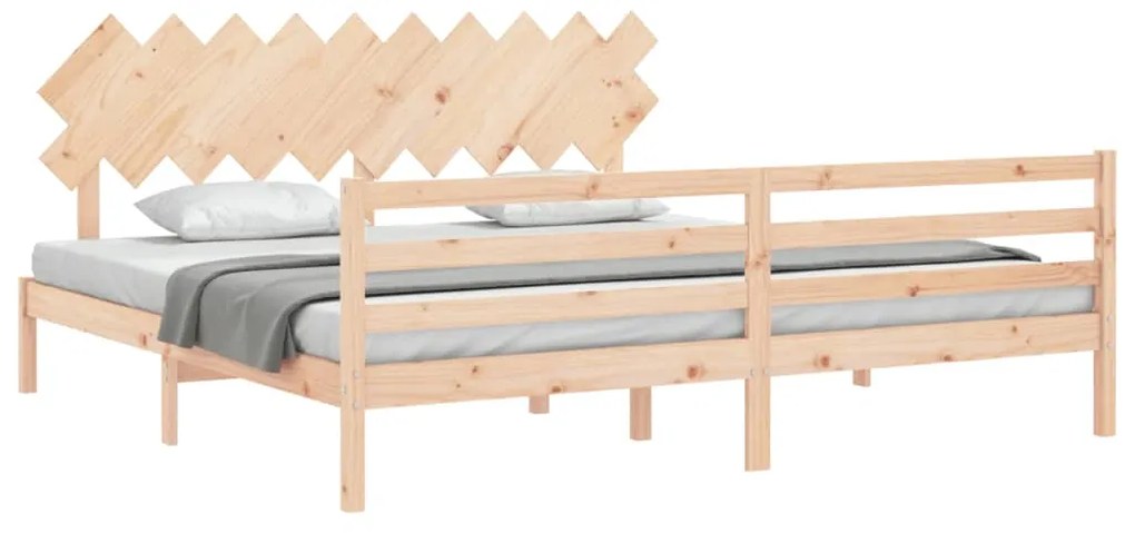 Estrutura de cama com cabeceira 200x200 cm madeira maciça