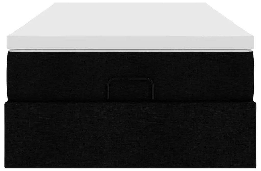 Estrutura de cama otomana com colchão 100x200cm tecido preto