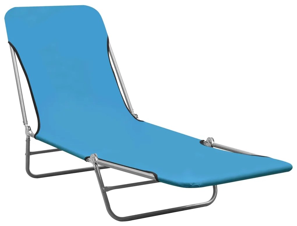 Espreguiçadeiras dobráveis 2 pcs aço e tecido azul