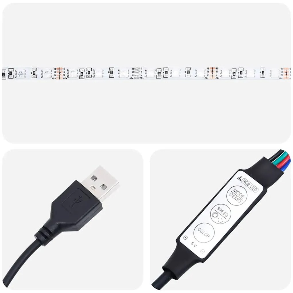 Mesa de cabeceira c/ luzes LED derivados de madeira cinza