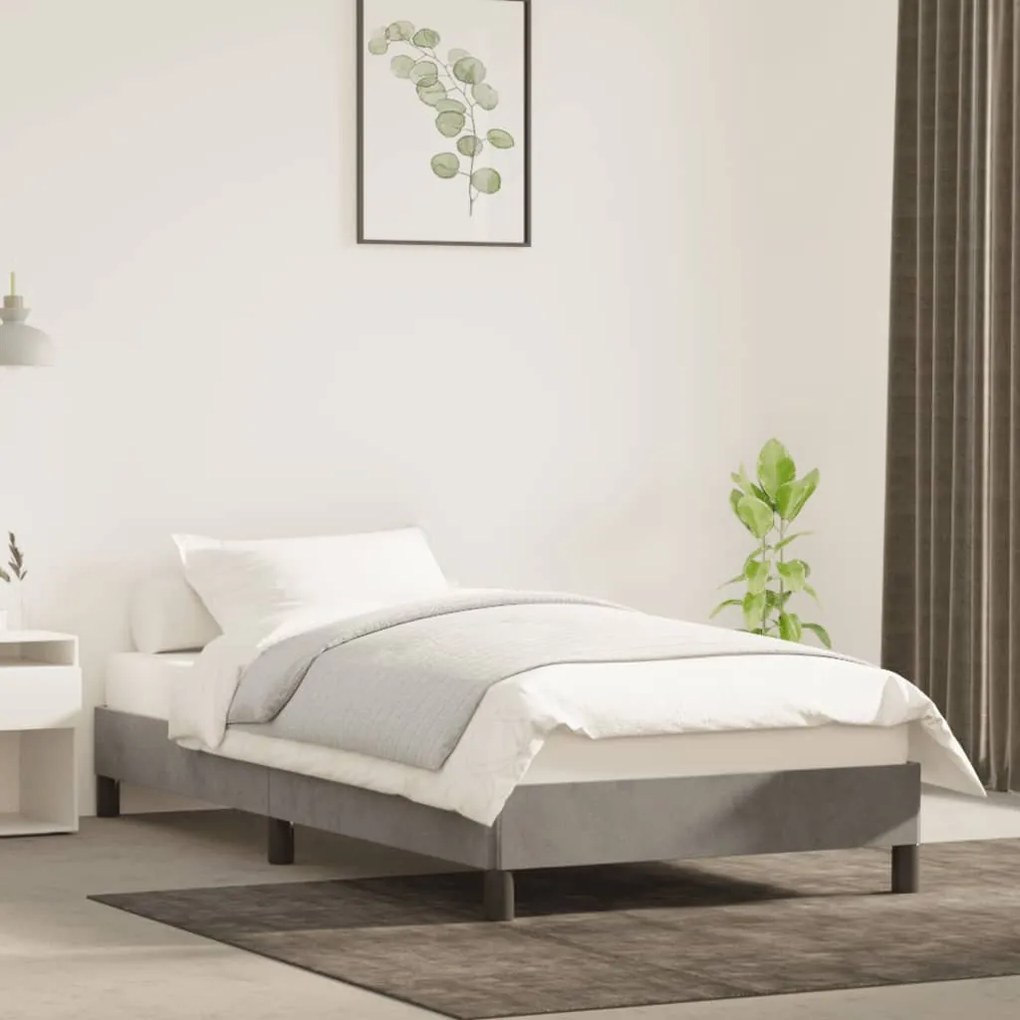 Estrutura de cama sem colchão 90x200 cm veludo cinzento-claro