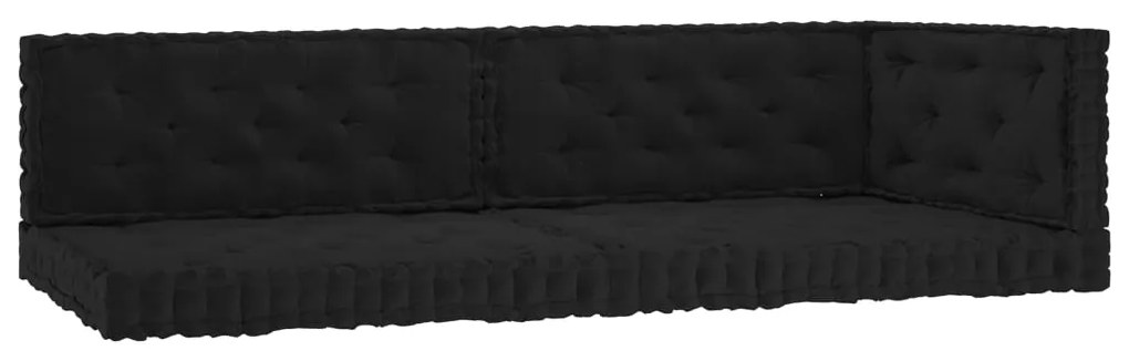 vidaXL Almofadões para sofá de paletes 5 pcs algodão preto