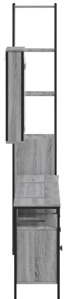 4 pcs Conjunto móveis casa de banho madeira proc. cinza sonoma
