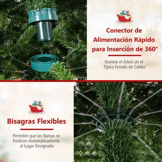 Árvore de Natal Artificial 360 x 130 cm Dobrável Pré-iluminada Interior Verde
