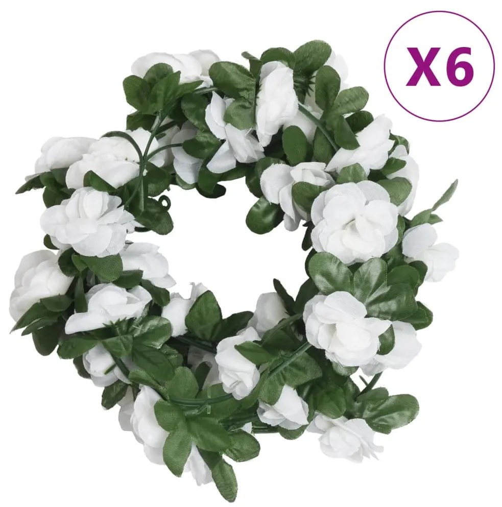 Grinaldas de flores de Natal 6 pcs 250 cm branco