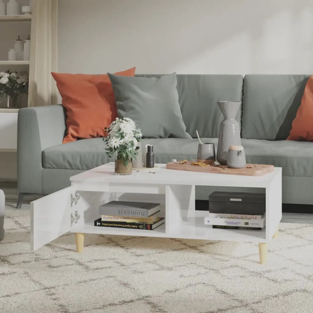 Mesa de centro 90x60x35cm derivados de madeira branco brilhante