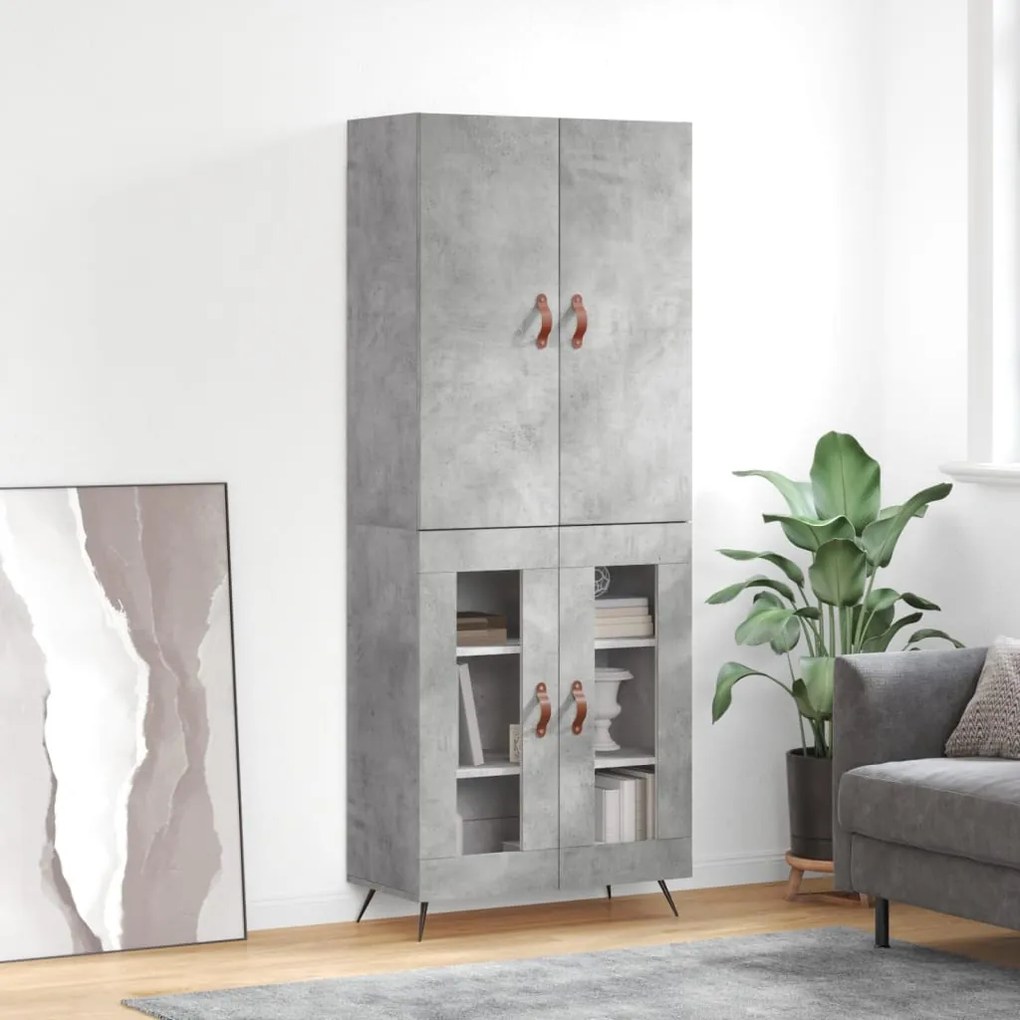 vidaXL Armário alto 69,5x34x180 cm derivados de madeira cinza cimento
