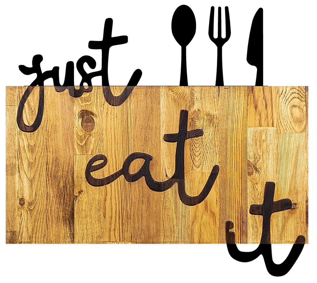 Acessório Decorativo de Parede Just Eat It – Nogueira/Preto – 58 x 3 x