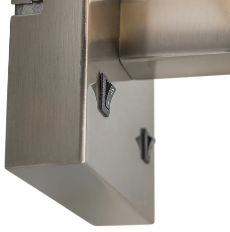 Candeeiro de parede em aço com cúpula preta e braço de leitura com LED incluído - Bergamo