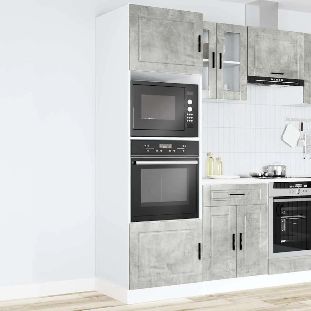 Armários forno 2pcs Porto derivados de madeira cinzento cimento
