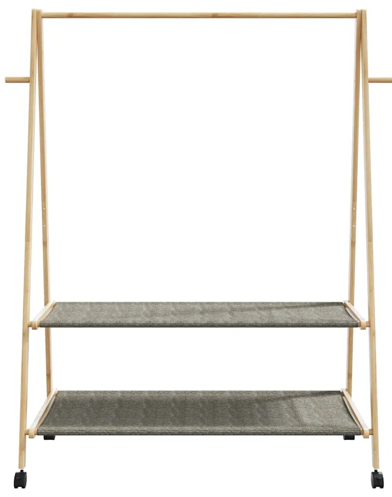 Cabide com prateleiras e rodas 132x45,5x155,5 cm bambu