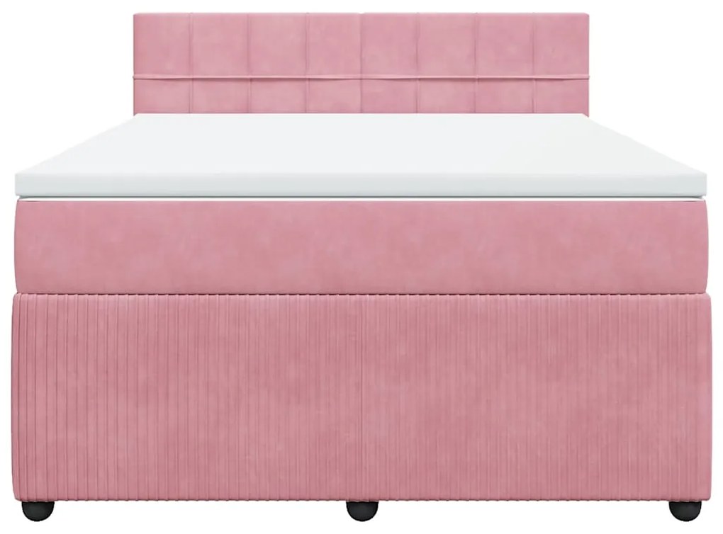 Cama com molas/colchão 140x200 cm veludo rosa