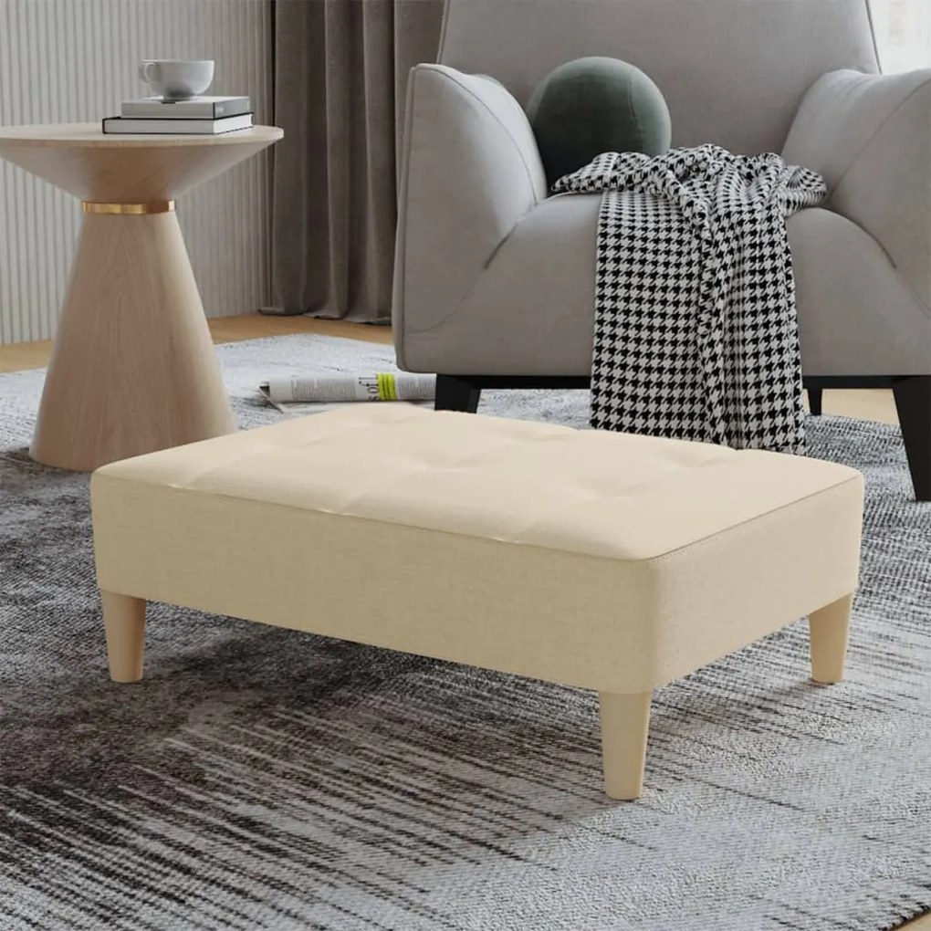 337718 vidaXL Apoio de pés 78x56x32 cm tecido cor creme