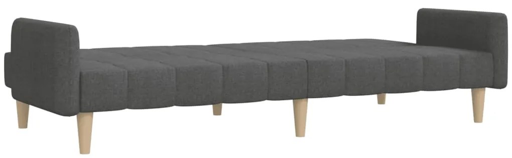 Sofá-cama de 2 lugares tecido cinzento-escuro