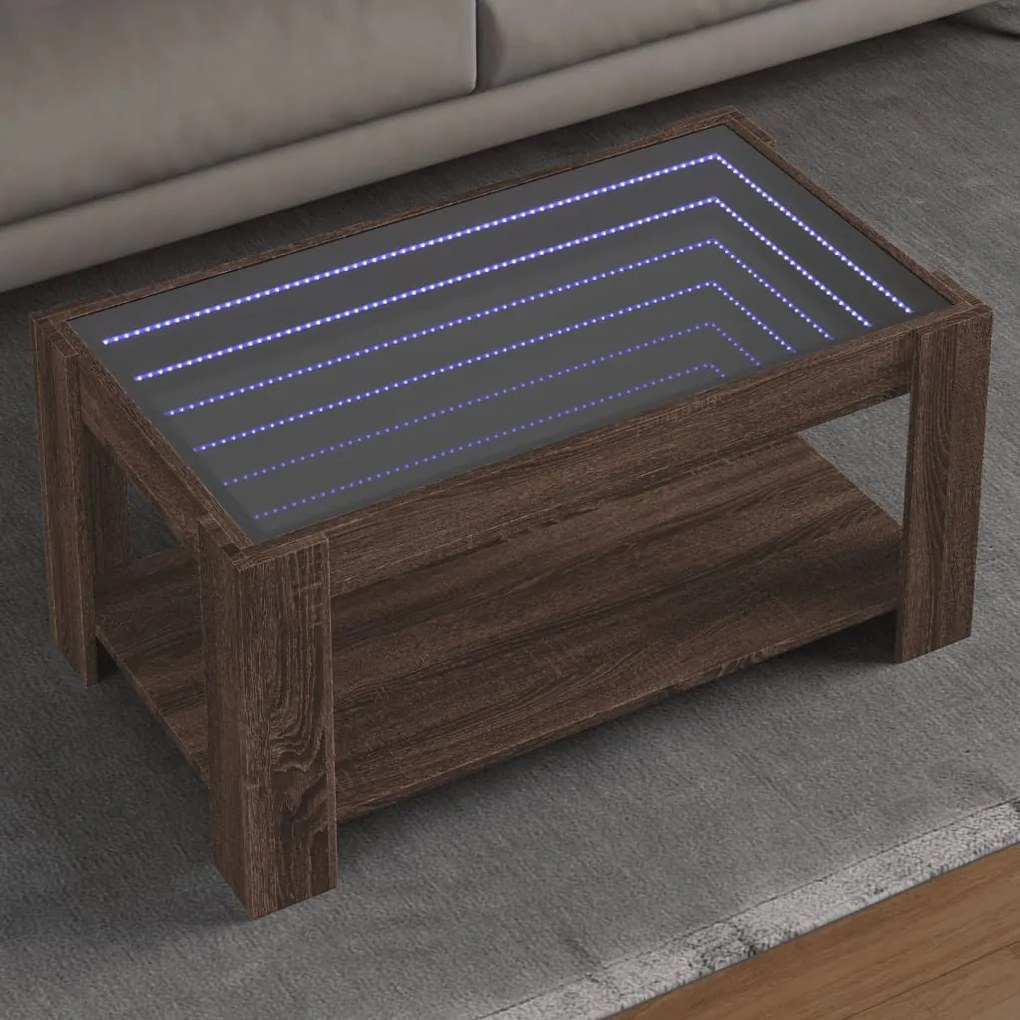 Mesa de centro c/ LEDs 93x53x45 cm madeira processada