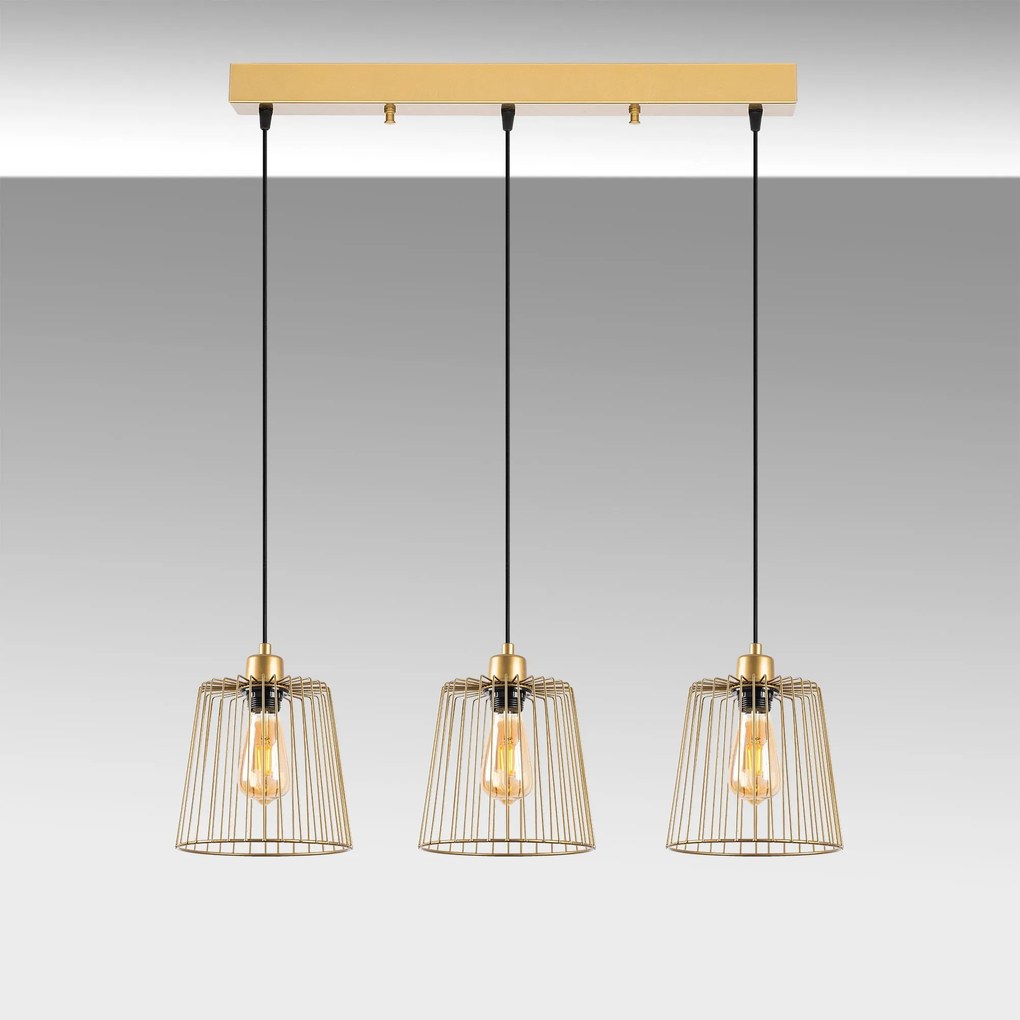 Candeeiro Chandelier Pirlo – Dourado Brilhante – 68 x 16 x 114 cm