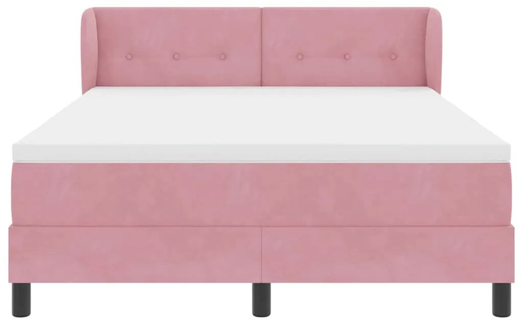 Cama Box com Colchão vidaXL Rosa 140x190 cm Veludo
