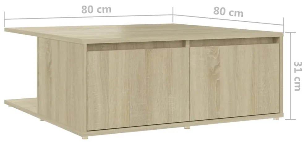 Mesa de centro 80x80x31 cm derivados de madeira carvalho sonoma