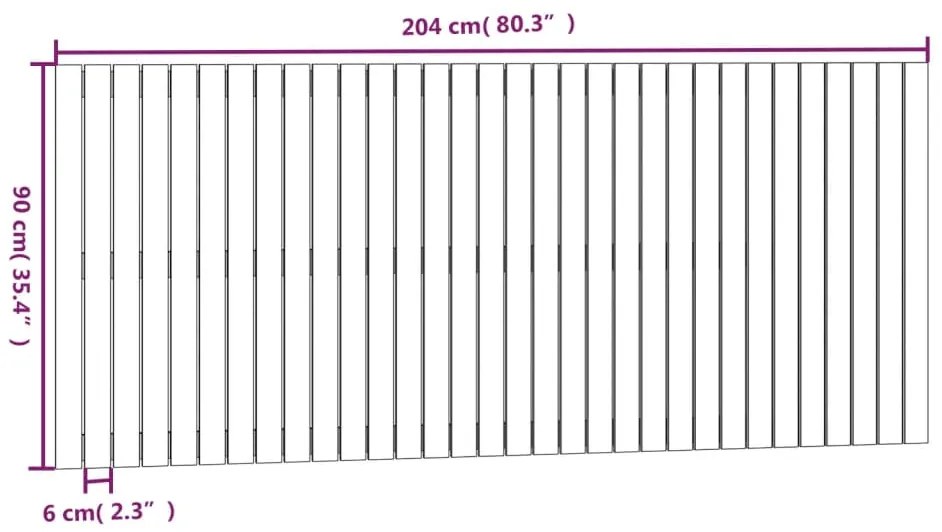 Cabeceira de parede 204x3x90 cm pinho maciço castanho-mel
