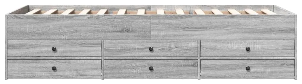 Sofá-cama com gavetas sem colchão 90x190 cm cinzento sonoma