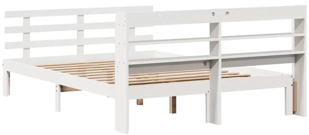 Estrutura de cama c/ cabeceira 150x200 cm pinho maciço branco