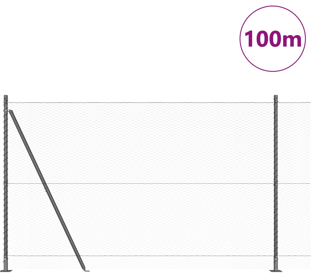 Cerca Hexagonal vidaXL Cinza 1,4x100 m Aço