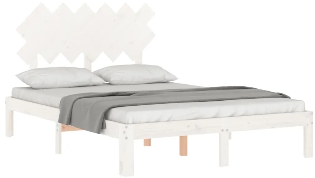 Cama sem colchão 120x200 cm madeira de pinho maciça branco