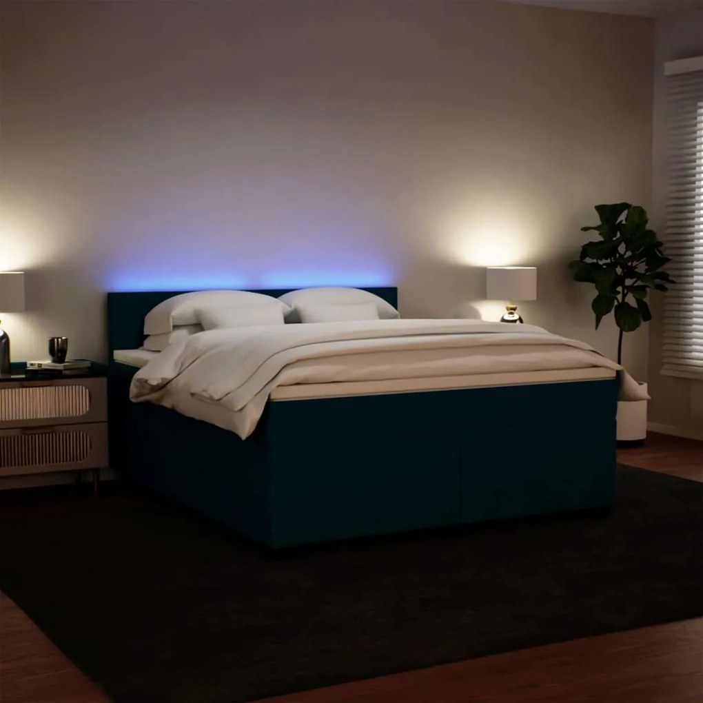 Cama com molas/colchão 180x200 cm veludo azul