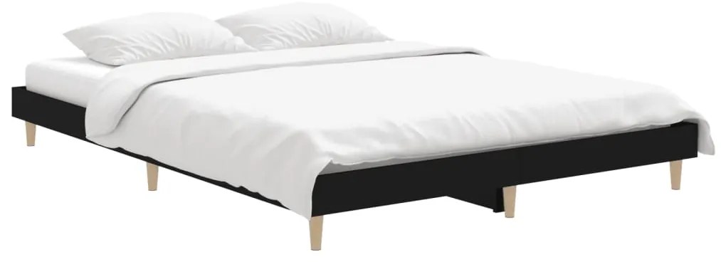Estrutura de cama 140x190 cm derivados de madeira preto