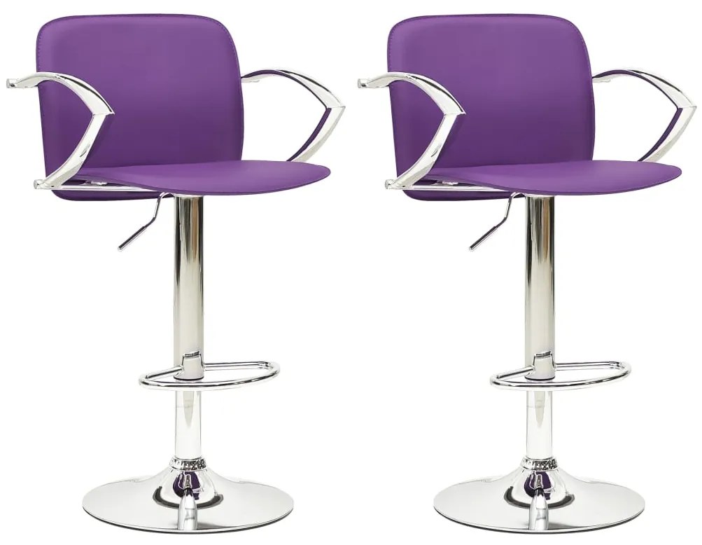 vidaXL Bancos de bar 2 pcs couro artificial roxo