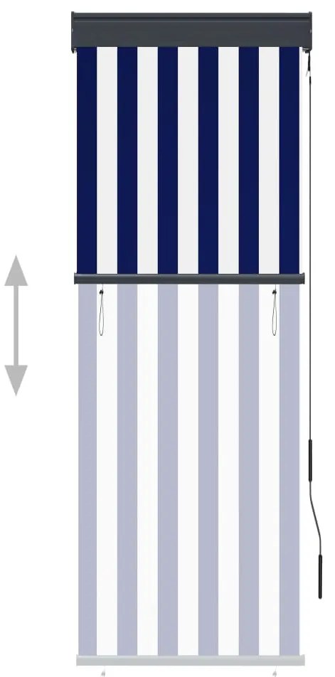 Estore de rolo para exterior 60x250 cm azul e branco