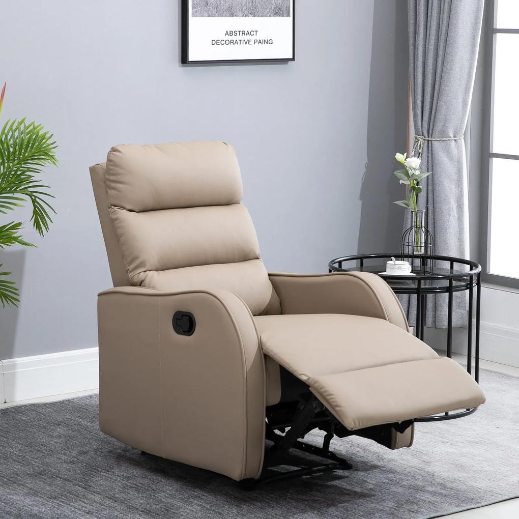 Poltrona Relax com reclinação manual até 160 ° com apoio para os pés retrátil Esponja de densidade estofada em PU 65x89x