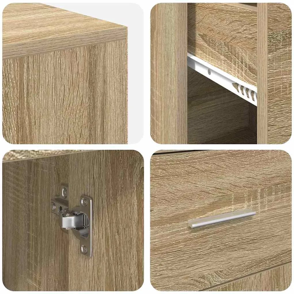 mesa de canto Carvalho Sonoma 102x88x75 cm Madeira Engenheirada