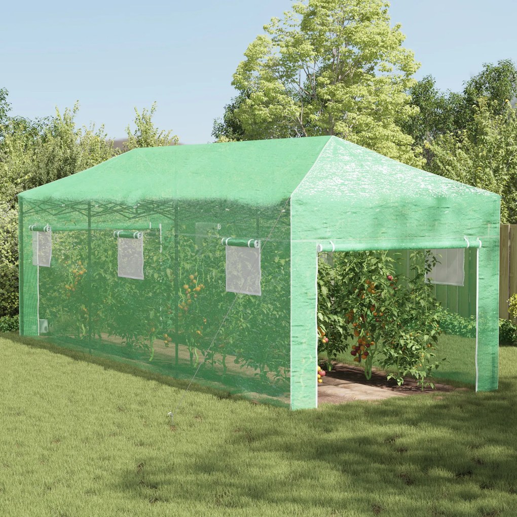 vidaXL Estufa de Jardim com Estrutura Pop-up – Verde 870 x 290 x 315 cm em Aço