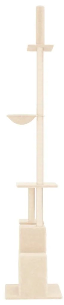 Árvore p/ gatos altura ajustável chão-teto 250,5-276,5 cm creme