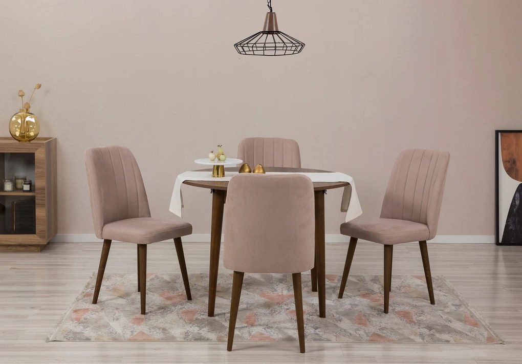 Conjunto de Mesa de Jantar Extensível e Cadeiras (5 Peças) Vina – Nogu