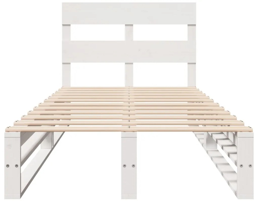 Cama sem colchão 90x200 cm madeira de pinho maciça branco