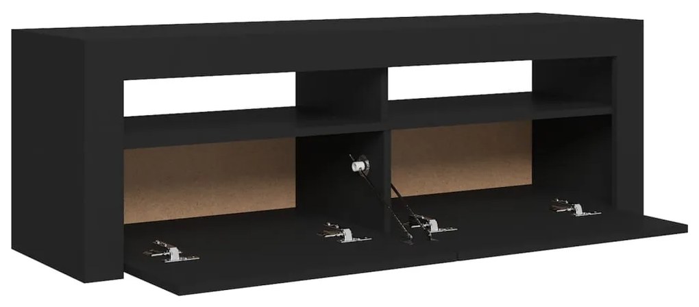 Móvel de TV com luzes LED 120x35x40 cm preto