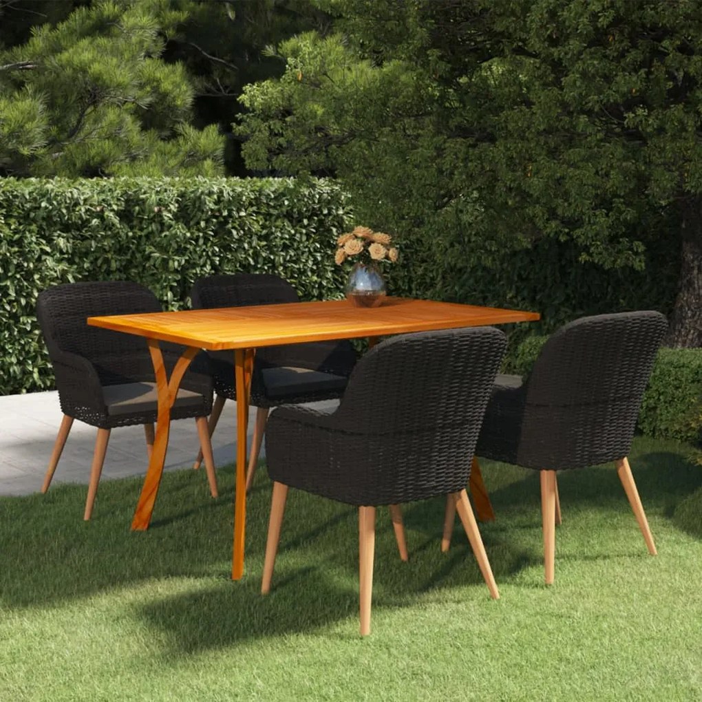vidaXL 5 pcs conjunto de jantar para jardim preto