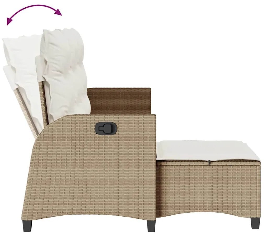 3 pcs conjunto sofás de jardim com almofadões em L vime PE bege