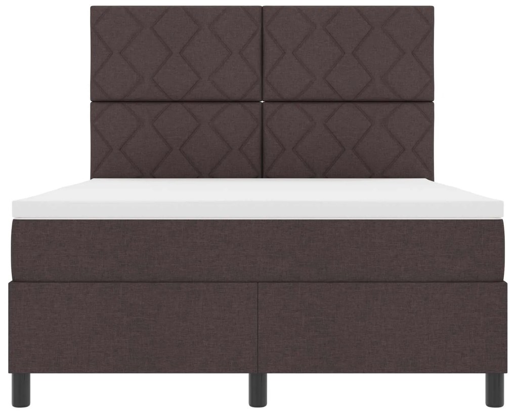 vidaXL Cama Box com colchão Castanho escuro 160 x 200 cm tecido