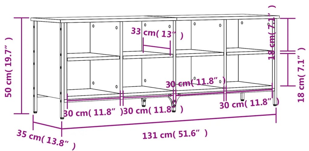 Sapateira Kiri - Com 8 Compartimentos - Cor Cinzento Sonoma - 131x35x5