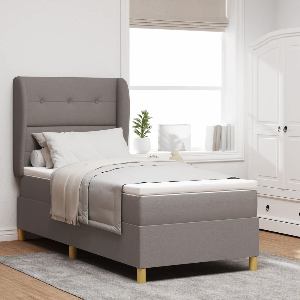 Cama Box com Colchão vidaXL Taupe 90x200 cm Tecido