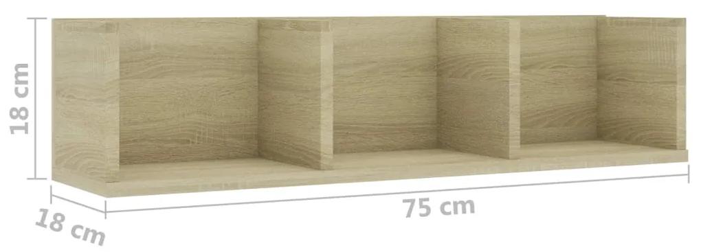 Prateleira parede p/ CD 75x18x18 derivados madeira cor carvalho